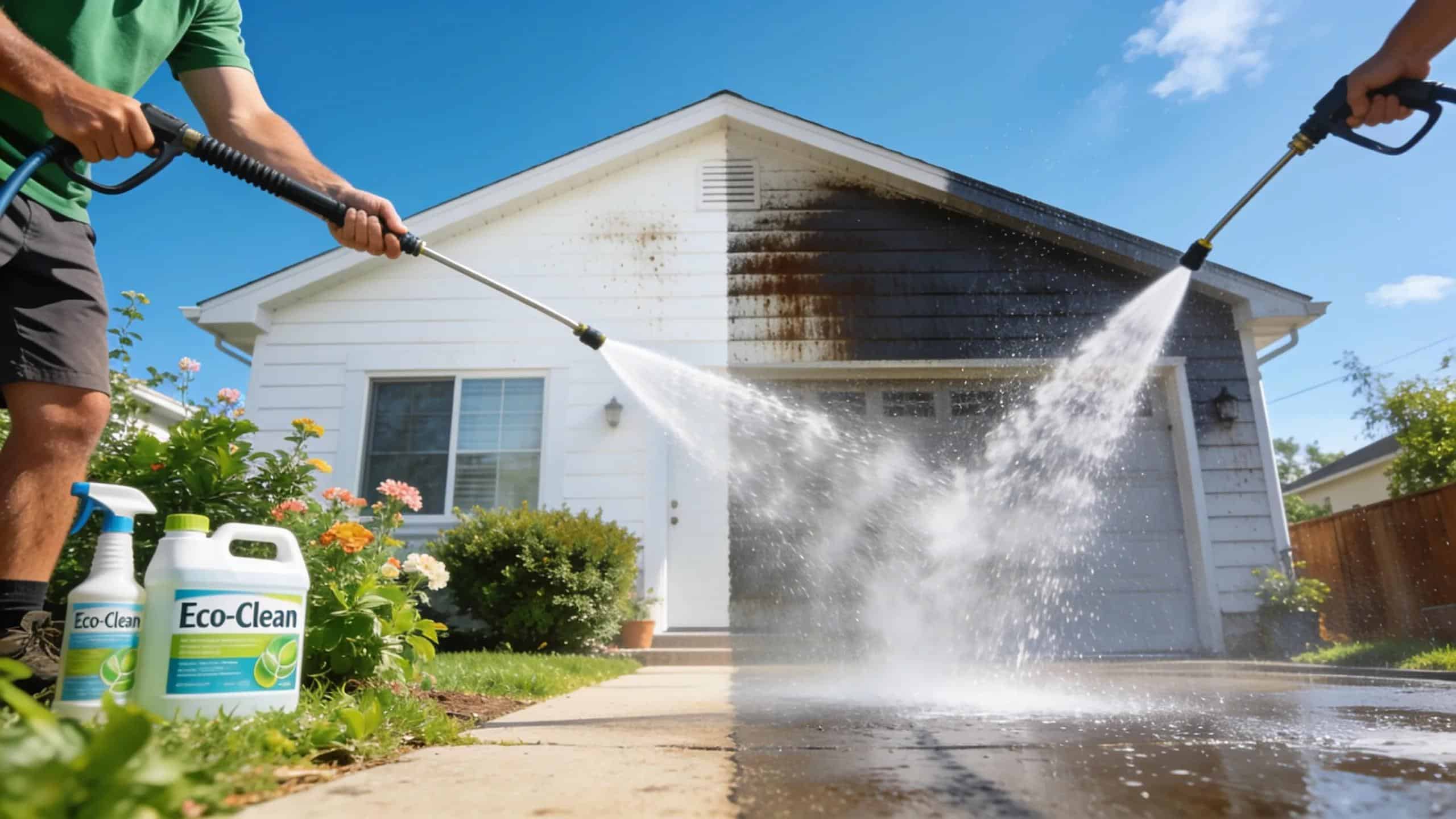 House exterior showcasing soft washing and pressure washing methods for effective home cleaning&nbsp;| Envirowash