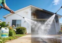 House exterior showcasing soft washing and pressure washing methods for effective home cleaning | Envirowash
